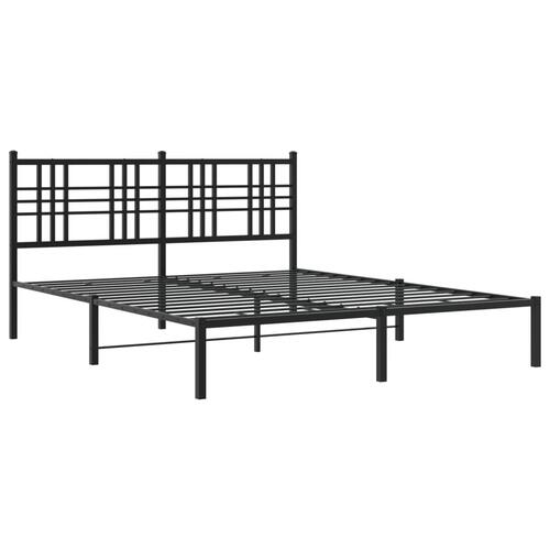 Sengeramme med sengegavl 150x200 cm metal sort