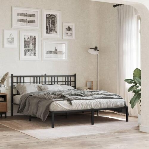 Sengeramme med sengegavl 150x200 cm metal sort