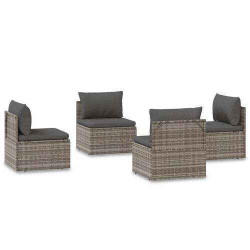 Midtermoduler til havesofa 6 stk. 57x57x56 cm polyrattan grå