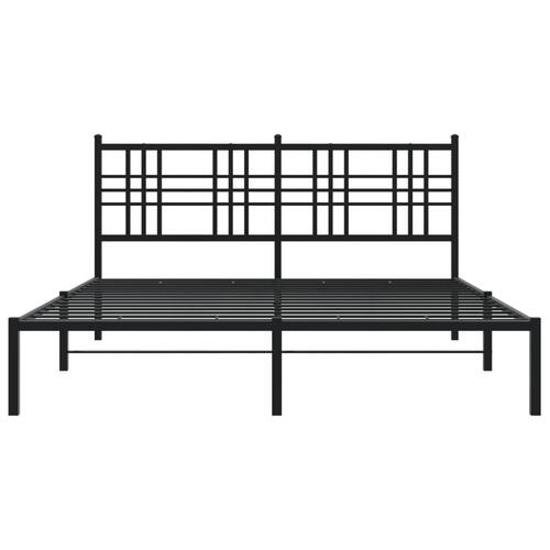 Sengeramme med sengegavl 150x200 cm metal sort