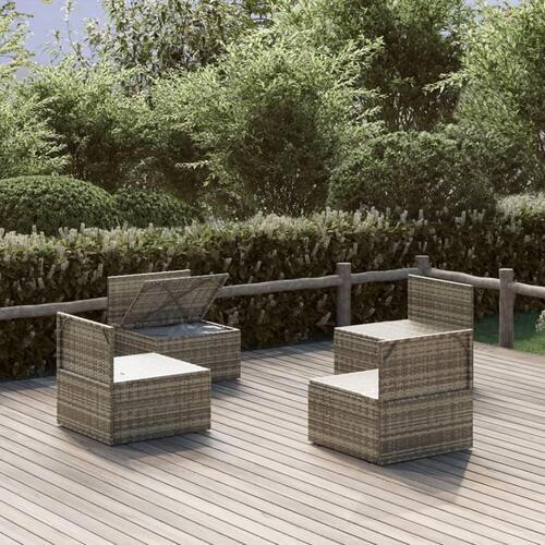 Midtermoduler til havesofa 6 stk. 57x57x56 cm polyrattan grå