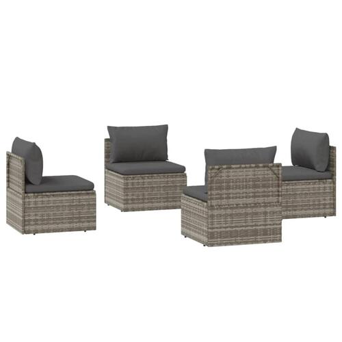 Midtermoduler til havesofa 6 stk. 57x57x56 cm polyrattan grå