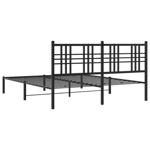 Sengeramme med sengegavl 150x200 cm metal sort