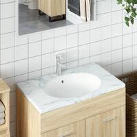Badeværelsesvask 47x39x21 cm oval keramisk hvid