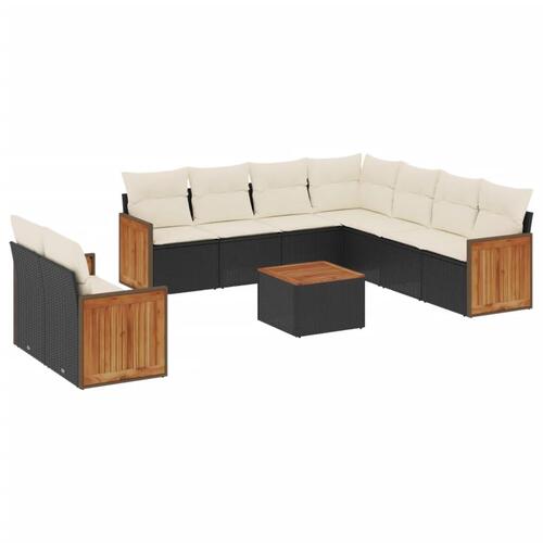 Sofasæt til haven 10 dele med hynder polyrattan sort