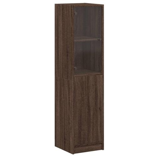 Skab med glaslåge 35x37x142 cm brun egetræsfarve