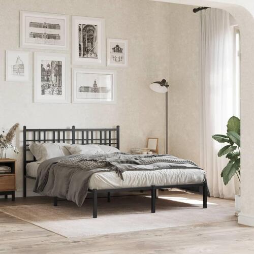 Sengeramme med sengegavl 140x190 cm metal sort