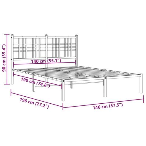 Sengeramme med sengegavl 140x190 cm metal sort