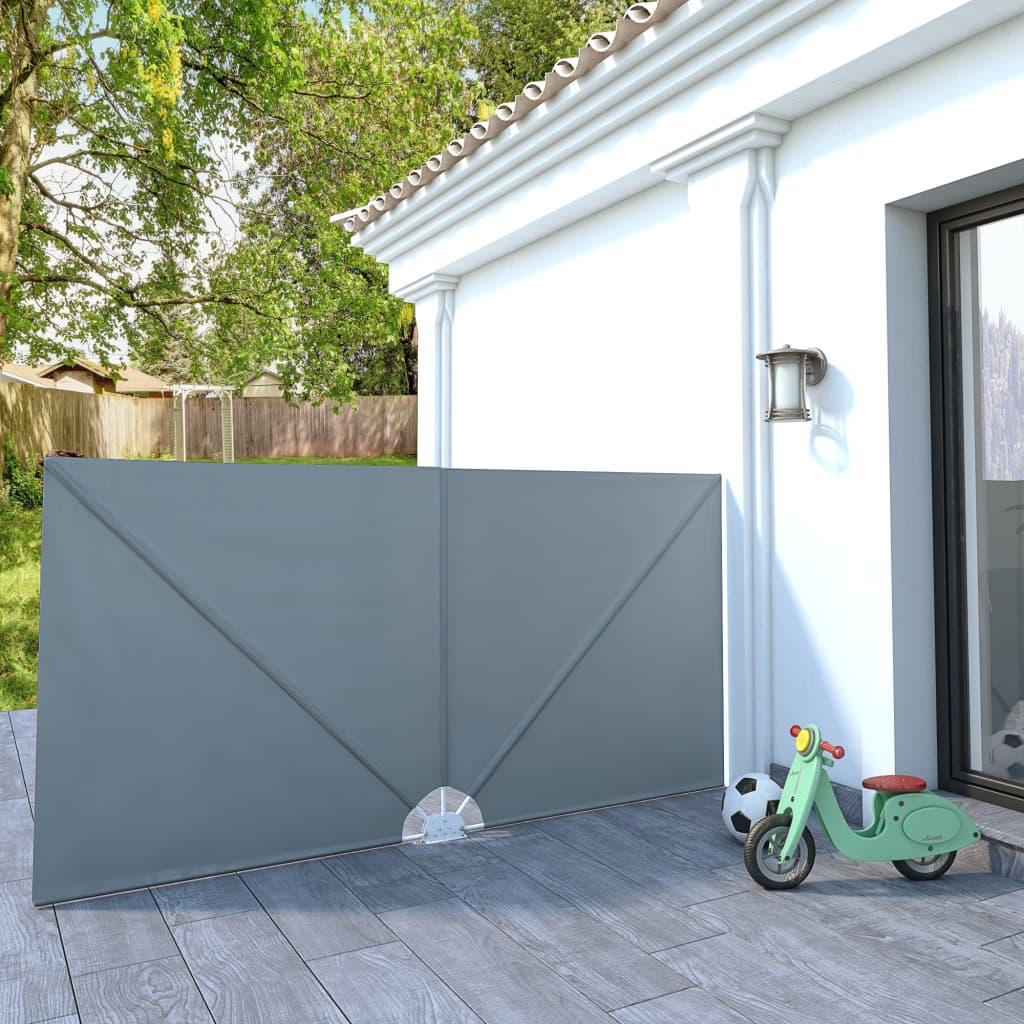 Sammenklappelig sidemarkise til terrasse grå 300 x 150 cm