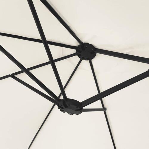 Parasol med dobbelt parasoldug og LED-lys 449x245 cm sandhvid