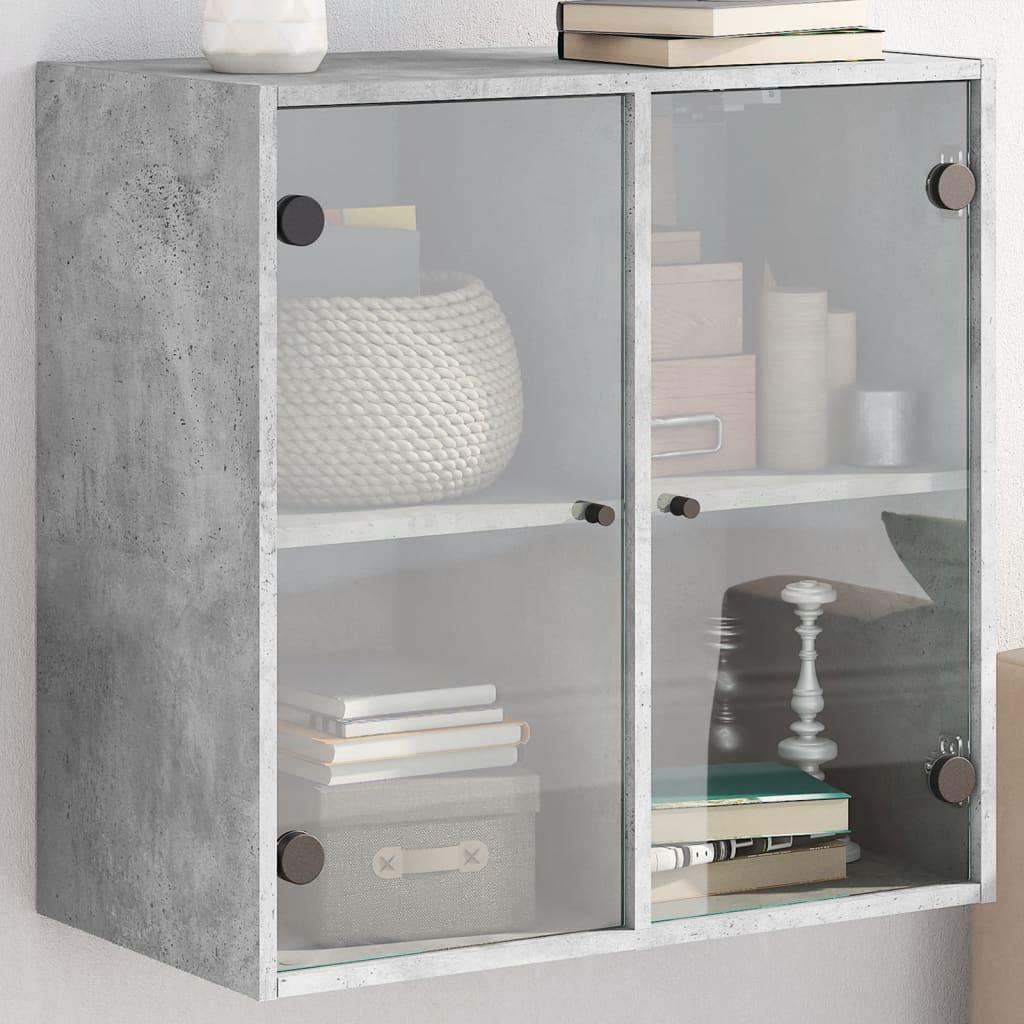 Skab med glaslåger 68x37x68,5 cm betongrå