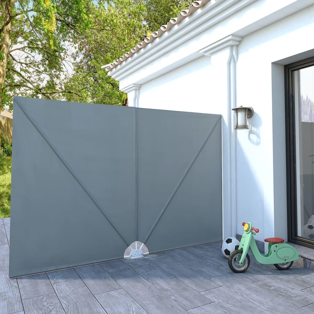 Sammenklappelig sidemarkise til terrasse grå 300 x 200 cm