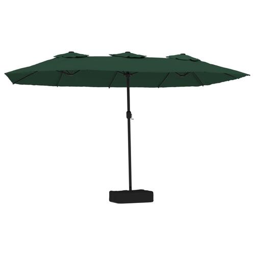Parasol med dobbelt parasoldug og LED-lys 449x245 cm grøn