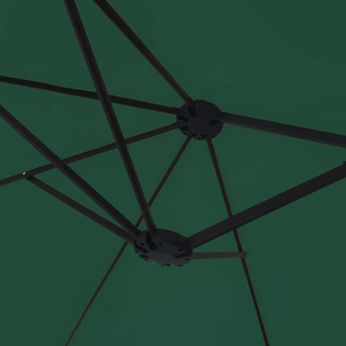 Parasol med dobbelt parasoldug og LED-lys 449x245 cm grøn