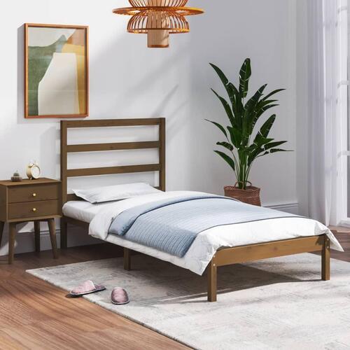Sengeramme 75x190 cm Small Single massivt træ gyldenbrun