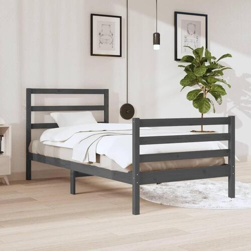 Sengeramme 90x200 cm massivt fyrretræ grå