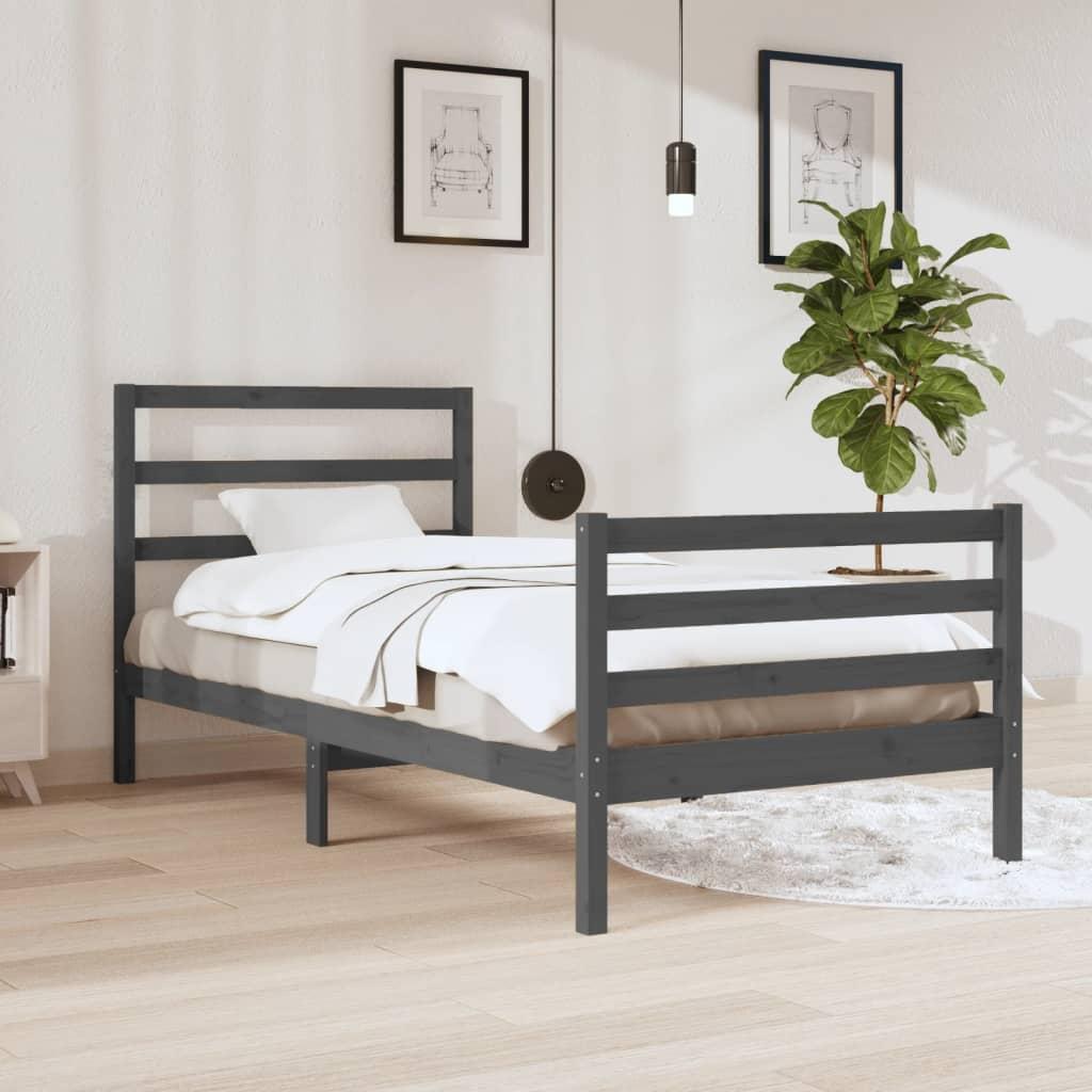 Sengeramme 90x200 cm massivt fyrretræ grå
