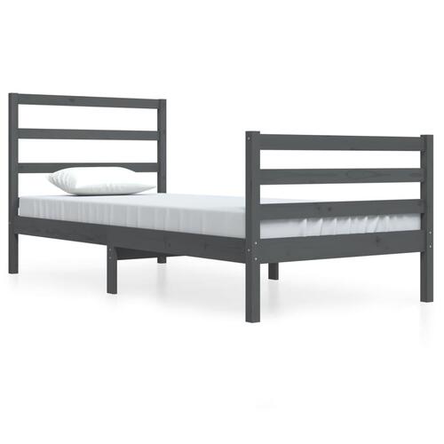 Sengeramme 90x200 cm massivt fyrretræ grå
