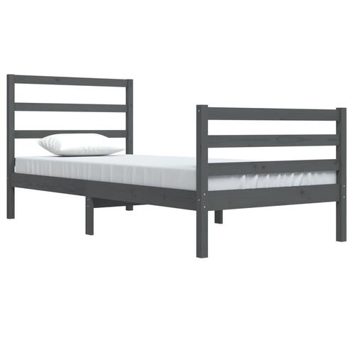 Sengeramme 90x200 cm massivt fyrretræ grå