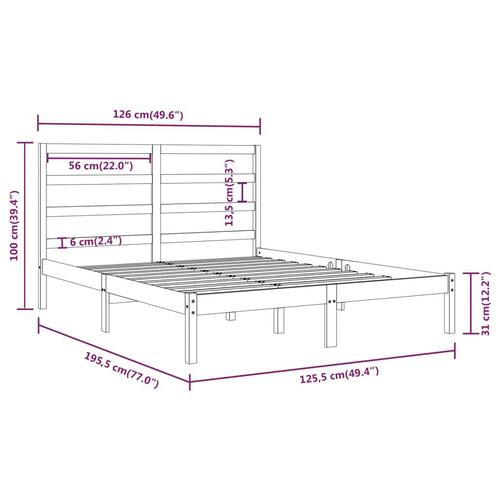 Sengeramme 120x190 cm Small Double massivt træ hvid