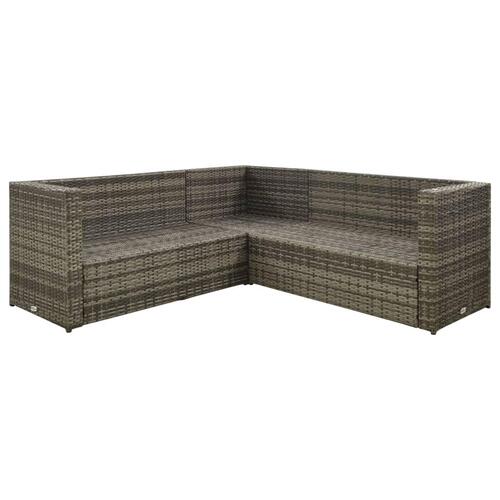 Loungesæt til haven 4 dele med hynder polyrattan grå