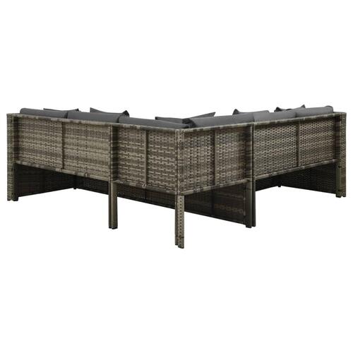 Loungesæt til haven 4 dele med hynder polyrattan grå
