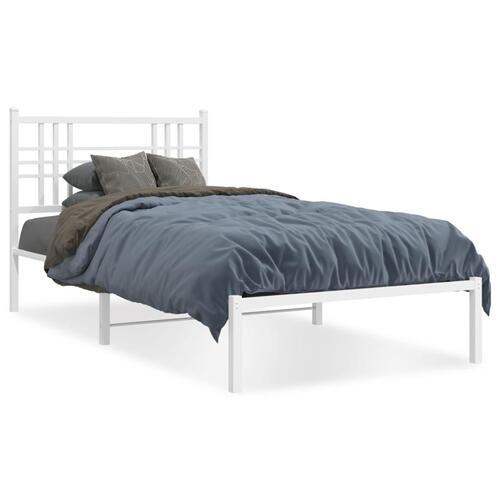 Sengeramme med sengegavl 90x200 cm metal hvid