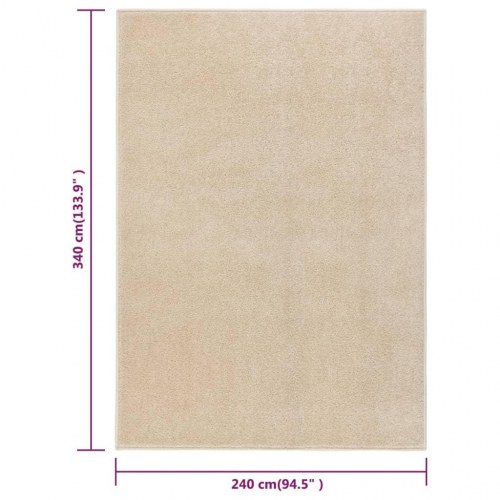 Gulvtæppe 240x340 cm kort luv beige