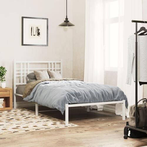 Sengeramme med sengegavl 90x200 cm metal hvid