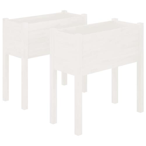 Plantekasser 2 stk. 70x31x70 cm massivt fyrretræ hvid