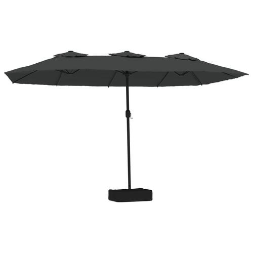 Parasol med dobbelt parasoldug og LED-lys 449x245 cm antracit