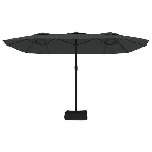 Parasol med dobbelt parasoldug og LED-lys 449x245 cm antracit