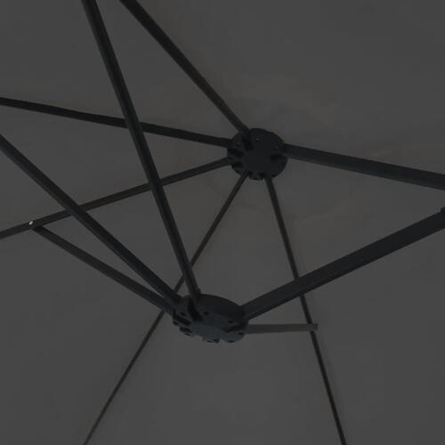 Parasol med dobbelt parasoldug og LED-lys 449x245 cm antracit