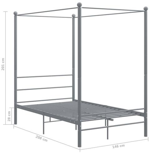 Sengestel til himmelseng 140x200 cm metal grå