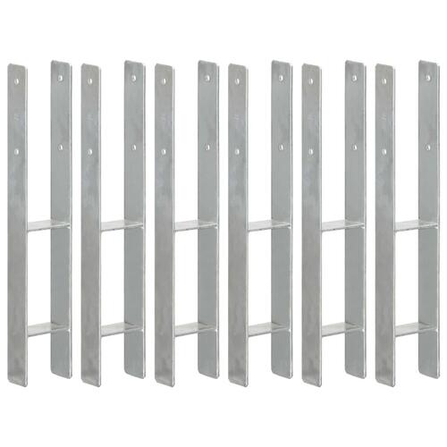 Hegnspløkker 6 stk. 9x6x60 cm galvaniseret stål sølvfarvet