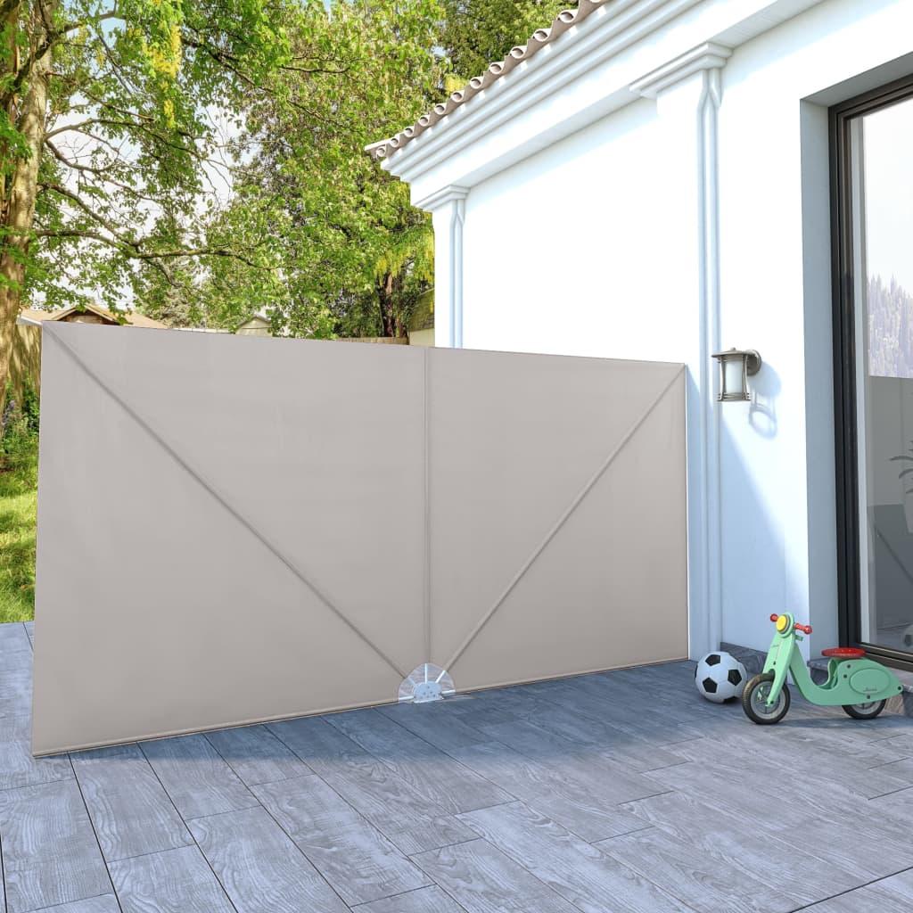 Sammenklappelig sidemarkise til terrasse cremefarvet 400 x 200 cm