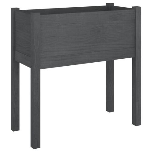Plantekasse 70x31x70 cm massivt fyrretræ grå