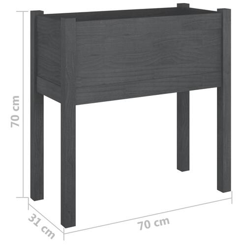 Plantekasse 70x31x70 cm massivt fyrretræ grå