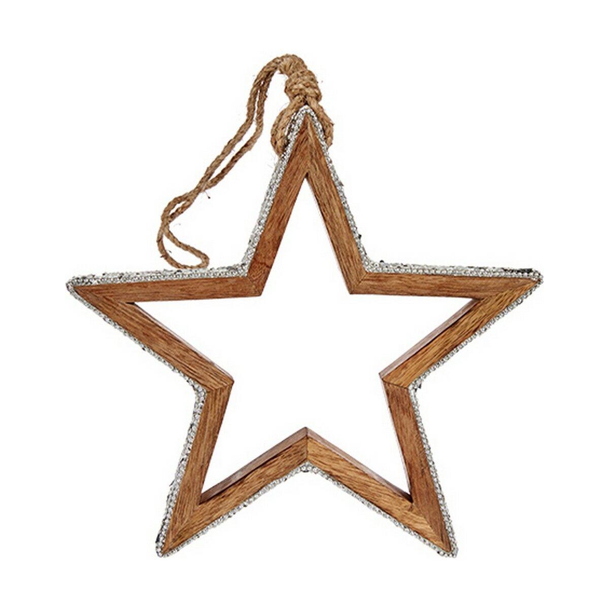 Krist+ juleophæng - stjerne i træ med sølvkant, 23 × 2,5 × 40 cm billede