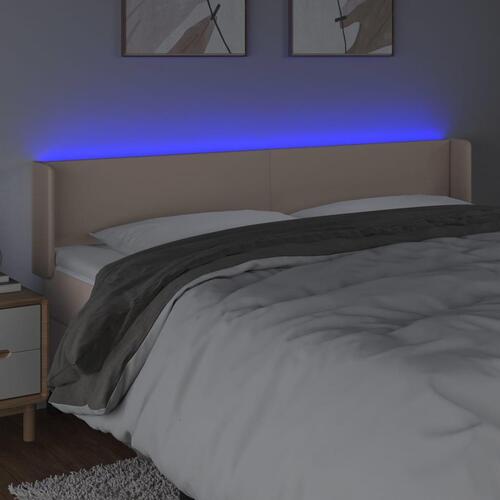 Sengegavl med LED-lys 183x16x78/88cm kunstlæder cappuccino
