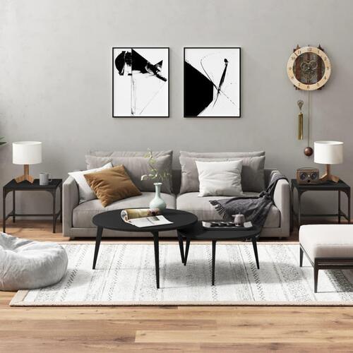 Sideborde 2 stk. 40x40x35 cm konstrueret træ sort