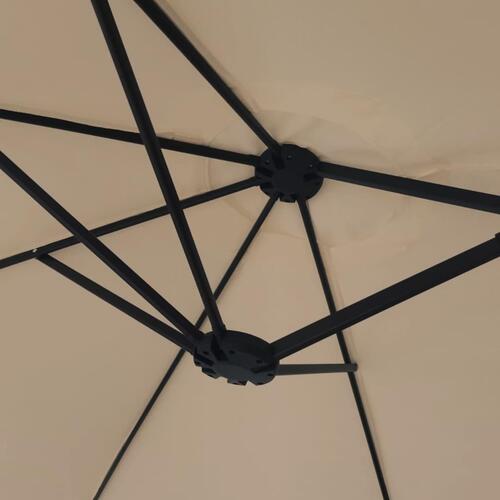Parasol med dobbelt parasoldug og LED-lys 449x245 cm gråbrun