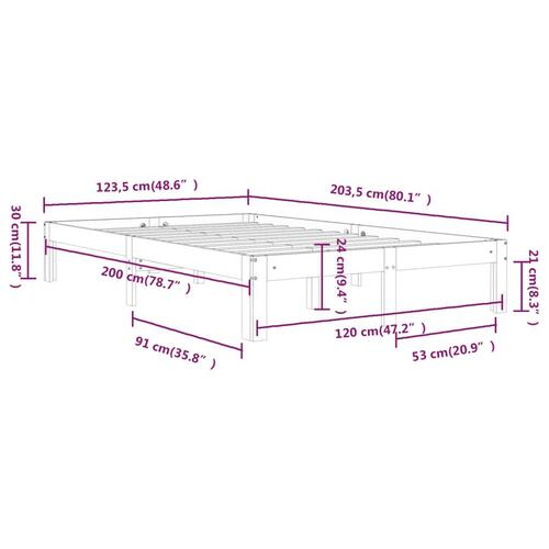 Sengeramme 120x200 cm massivt fyrretræ