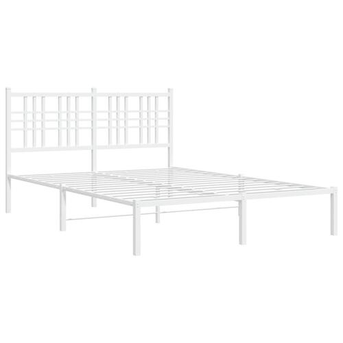 Sengeramme med sengegavl 135x190 cm metal hvid