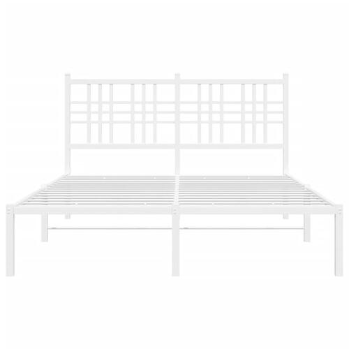 Sengeramme med sengegavl 135x190 cm metal hvid