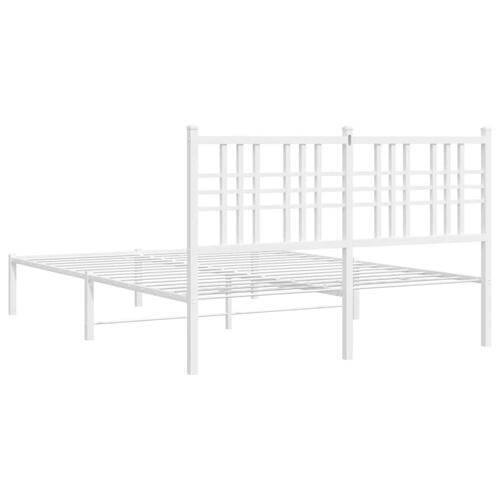 Sengeramme med sengegavl 135x190 cm metal hvid