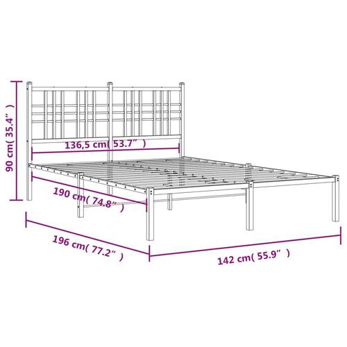 Sengeramme med sengegavl 135x190 cm metal hvid