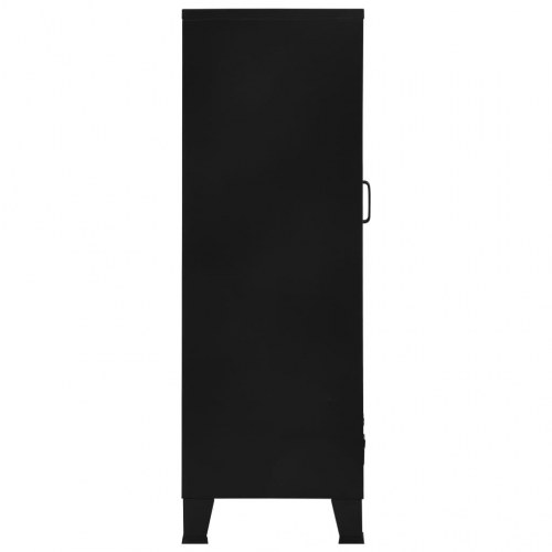 Kontorskab med trådnetslåger industriel 75 x 40 x 120 cm stål sort