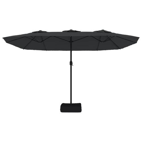 Parasol med dobbelt parasoldug og LED-lys 449x245 cm sort