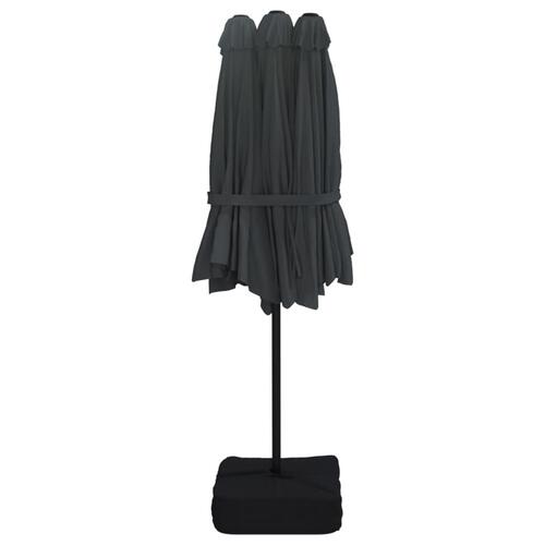 Parasol med dobbelt parasoldug og LED-lys 449x245 cm sort